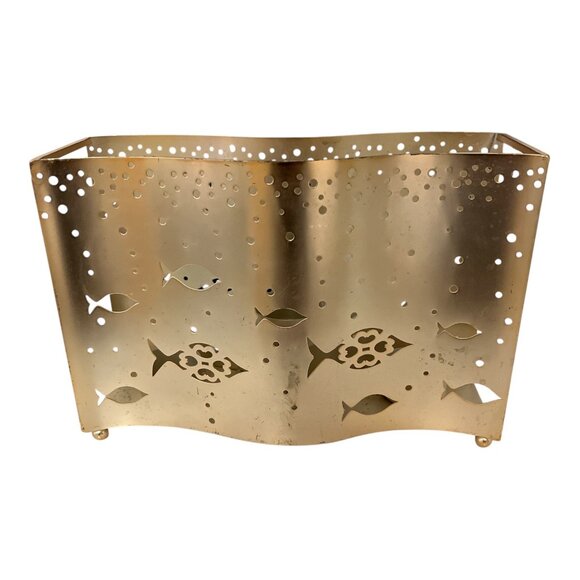 Yankee Candle Co. Gold Metal Tealight Holder – Seaside Fish Cutout Wave Design - Picture 1 of 8